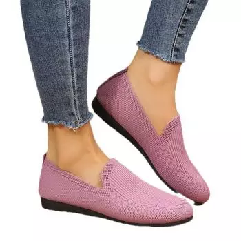 Весенние женские туфли на плоской подошве 2024 года, летние сетчатые дышащие кроссовки, женская удобная легкая повседневная обувь больших размеров, женские лоферы без застежек 36 розовый
