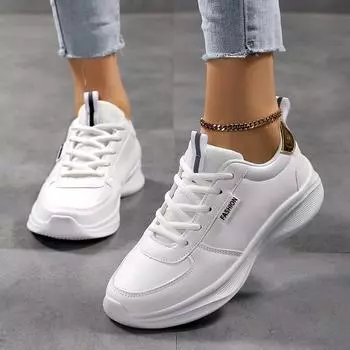 Весенние женские туфли Нескользящие кожаные туфли Молодежные сетчатые туфли с защитой от запаха на плоской подошве Ультралегкие одинарные туфли 35 белый