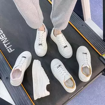 Весенние женские туфли с толстой подошвой, увеличивающие рост, маленькие белые туфли, женские туфли 2024, повседневные туфли на тарелках для маффинов, женская обувь BF-001 35