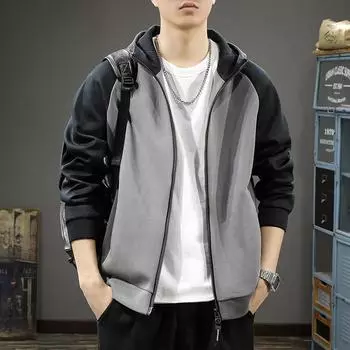 Весенний 450G плотный кардиган с капюшоном, мужской свитер, высококачественная американская цветная куртка с плечевыми рукавами, спортивная куртка M темно-серого