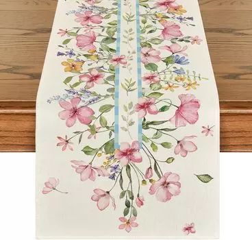 Весенний акварельный цветочный принт льняная дорожка для стола декор для свадебной вечеринки фермерские розовые цветы дорожки для стола комод шарф декор стола 150x33cm 59x13inch