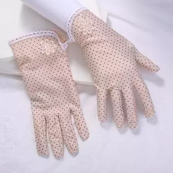 Весенний этикет спандекс анти-УФ кружево летние солнцезащитные женские перчатки перчатки в горошек перчатки для вождения телесный