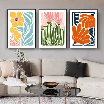 Весенний цветочный красочный ботанический постер, художественный постер, печать на холсте для декора гостиной, поп-арт, украшение дома 21cm30cm NoFrame