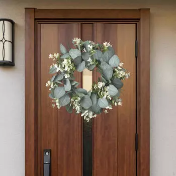 Весенний цветочный венок, искусственный эвкалипт, настенная гирлянда из зеленых листьев, 12 дюймов