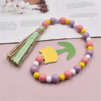 Весенний цветок, День матери, пеньковая веревка, бусины с кисточками, креативные красочные деревянные бусины, сделай сам, украшение для дома и праздника розовый