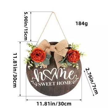 Весенний деревянный знак венок милый дом имитация цветка деревянная дверь подвеска гостиная окно украшение для дома подвеска X2-32 Shuanghua HOME wooden card