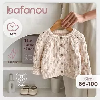 Весенний детский вязаный кардиган для девочек, однотонный свитер для младенцев, вязаное пальто на пуговицах для девочек, bafanou S144 66cm(3-6M) розовый