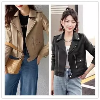 Весенний дизайн, ниша, популярная, на молнии, черная, из искусственной кожи, с длинными рукавами, куртка для мотоциклистов, короткое пальто, женский стиль S