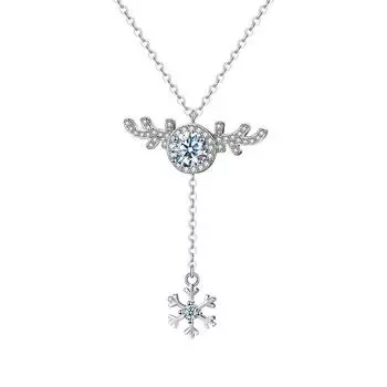 Весенний дизайн ожерелье из рогов снежинка кисточка свитер цепь легкая роскошная ниша ключичная цепочка