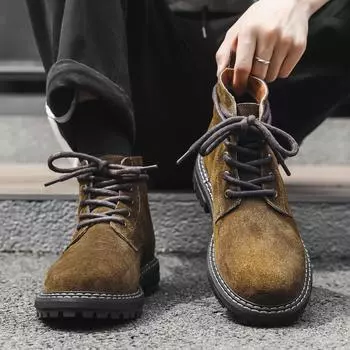 Весенний дизайн Sense Fashion Versatile Martin Boots Big Head Shoes Classic Locomotive Tooling Boots 1143-J 38 коричневый