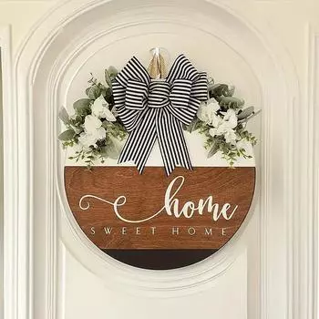 Весенний ДОМ Венок Деревянный Приветственный Дверной Знак Деревянная Табличка Для Входной Двери Милый Домашний Декор Подвесной One Size