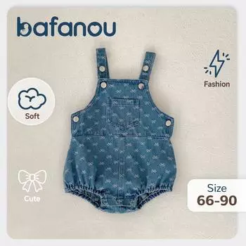 Весенний джинсовый комбинезон для новорожденных с бантом и принтом, джинсовый комбинезон для маленьких девочек, комбинезон для маленьких девочек, bafanou 22403 66cm(3-6M) синий
