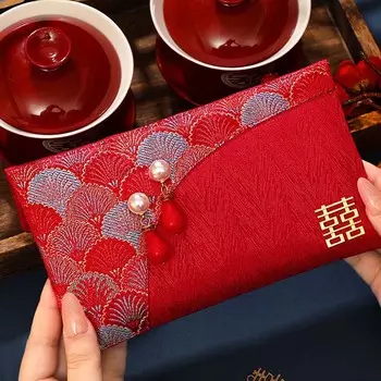 Весенний фестиваль 2025 Денежный карман Парча Ткань Кисточка Новый год Денежный мешок Свадьба День рождения StyleA