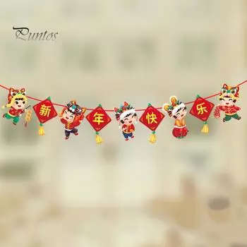 Весенний фестиваль баннер Новогоднее украшение Яркий цвет Креативная форма Экологичный Год Дракона Бантинг Баннер Украшение Праздничные принадлежности A