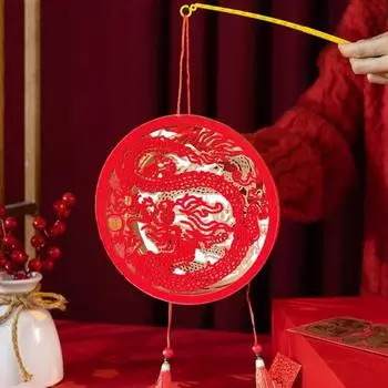 Весенний фестиваль подвесной фонарь с рисунком дракона светящийся красный фонарь на батарейках для празднования китайского Нового года красный