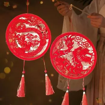 Весенний фестиваль подвесной фонарь с рисунком дракона светящийся красный фонарь на батарейках для празднования китайского Нового года красный