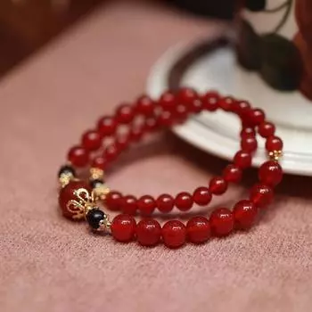 Весенний и летний браслет, браслет из натурального красного агата, женский браслет с халцедоном и агатом на год рождения, браслет с несколькими кольцами и кристаллами, мужской и женский