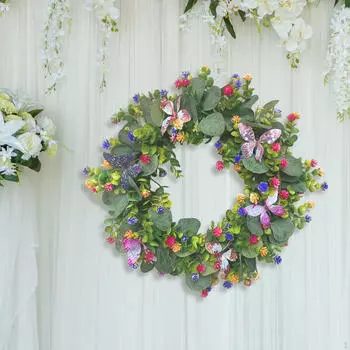 Весенний и летний цветочный венок для входной двери, настенный искусственный цветок