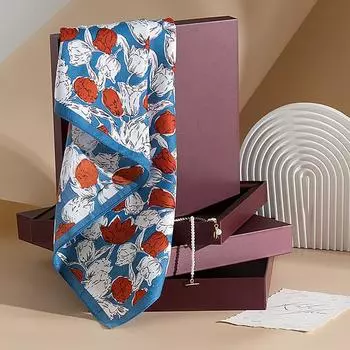 Весенний и осенний тонкий шарф, шелковый шарф, шелковый подарочный набор, одиночный, без особых подробностей о товаре, длинный шарф gift box paper bag set