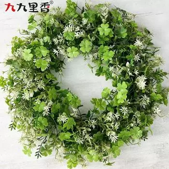 Весенний имитационный венок, украшение для двери, большой венок из клевера, американский ст. Подвеска ко Дню святого Патрика, дверной молоток