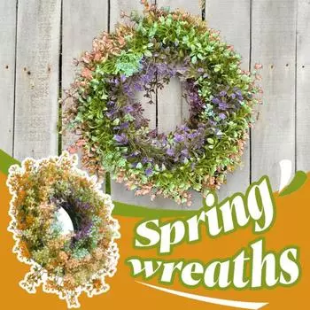 Весенний искусственный венок из полевых цветов, пластиковая поддельная цветочная гирлянда, передняя дверь, домашняя стена, свадьба, вечеринка, фермерский дом, праздничный декор светло-желтого