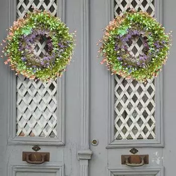 Весенний искусственный венок из полевых цветов, пластиковая поддельная цветочная гирлянда, передняя дверь, домашняя стена, свадьба, вечеринка, фермерский дом, праздничный декор светло-желтого