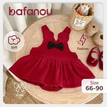 Весенний комбинезон без рукавов для девочек, детский вельветовый комбинезон с бантом для новорожденных девочек, однотонный комбинезон bafanou 1089 66cm(3-6M) красный