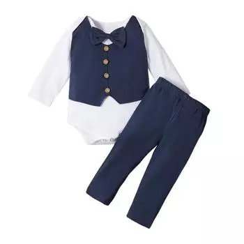 Весенний комплект джентльменской одежды для маленьких мальчиков, винтажные британские топы и брюки, костюм из 2 предметов, одежда для новорожденного мальчика, наряды XXL