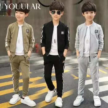 Весенний комплект из 2 предметов для мальчиков, комплекты спортивной одежды, школьный костюм для мальчиков-подростков, униформа, куртки для мальчиков, брюки, От 4 до 12 лет