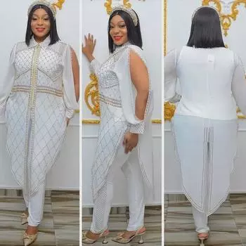 Весенний комплект из кардигана, жилета и брюк с бисером — шикарный комплект из трех предметов для поездок на работу. XXXL