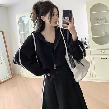 Весенний комплект из свитера и платья больших размеров: Скрывает живот, стройнит, замедляет старение, до 250 фунтов 2XL (140-160 lbs)