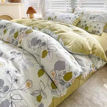 Весенний комплект постельного белья, модный детский одноместный двойной королевский размер, плоский лист, пододеяльник, наволочка, постельное белье, домашний текстиль Twin / Single 3pc