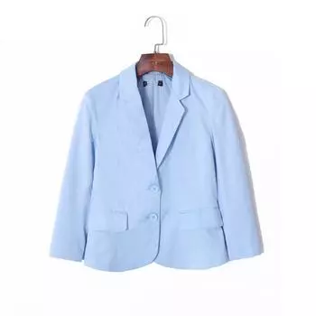 Весенний костюм на двух пуговицах, свободного кроя, с накладными карманами и отложным воротником Light Blue XS