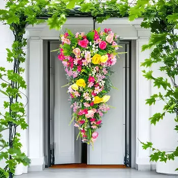 Весенний летний венок в виде капли гирлянды, декоративная цветочная гирлянда для внутренней и наружной стены