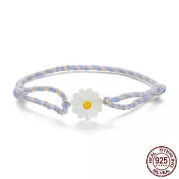 Весенний маленький браслет из свежей ромашки Изысканный маленький плетеный браслет из перламутра с цветком Браслет Adjustable size