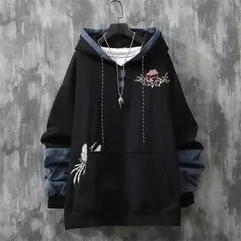 Весенний мужской модный повседневный свитер с пряжкой и вышивкой XXXL чёрный