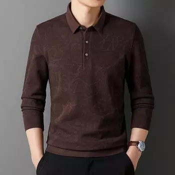 Весенний мужской вязаный свитер с длинными рукавами, высококачественный жаккардовый повседневный деловой свитер, новый национальный стиль, рубашка-поло L