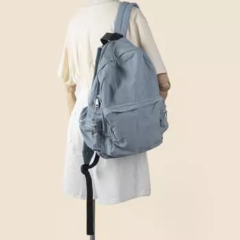 Весенний нишевый дизайн большой емкости нейлоновый рюкзак женский высококачественный простой студенческий рюкзак чёрный