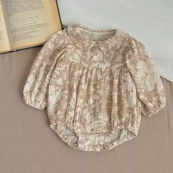 Весенний новый боди для маленьких девочек, детская сумка с фрагментированным цветком для новорожденных, одежда для скалолазания на выход 66cm