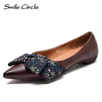 Весенний новый модный комплект из воловьей кожи, сандалии для ног, женская обувь с острым носом и бантом 35 коричневый