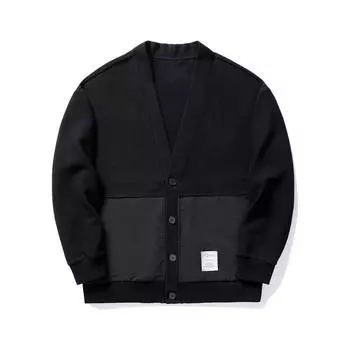 Весенний новый мужской простой свободный свитер с V-образным вырезом, кардиган, куртка M чёрный