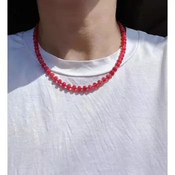 Весенний новый натуральный свежий дизайн натуральное арбузное каменное ожерелье с бусинами нишевый браслет ручной работы 408