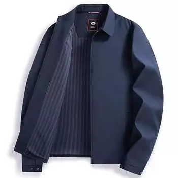 Весенний новый однотонный простой мужской топ среднего возраста с лацканами и длинными рукавами M