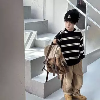 Весенний полосатый свитшот для мальчиков Panda Yuanyuan 2025 140 cm