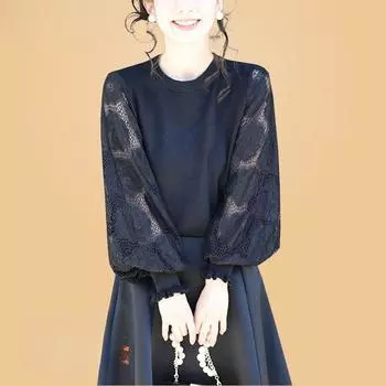 Весенний полый вязаный свитер женский тонкий пуловер топ корейская версия круглый вырез базовая рубашка S белый