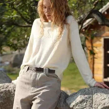 Весенний пуловер Johnature, вязаный простой тонкий женский свитер, повседневный однотонный свободный удобный мягкий женский свитер One Size зелёный