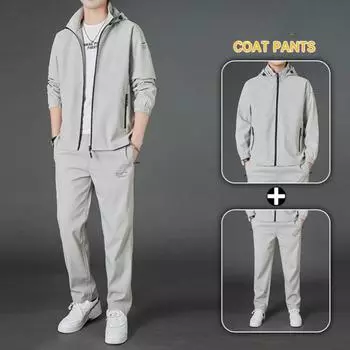 Весенний спортивный костюм мужской весенне-осенний пиджак с капюшоном и курткой мужской повседневный костюм из 2 предметов XXXXXL чёрный