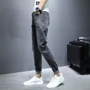 Весенний тренд, модные эластичные мужские джинсы, тонкие маленькие прямые повседневные мужские модные брендовые узкие брюки 28