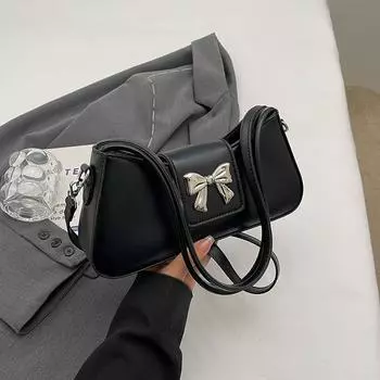 Весенний тренд, сумки подмышками из искусственной кожи с бантом для женщин, простая полумесяц, маленькая сумка через плечо, женские сумки и кошельки