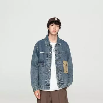 Весенний трендовый брендовый свободный трендовый пиджак с тулами, универсальная джинсовая куртка для мужчин в японском ретро-оригинальном стиле M синий